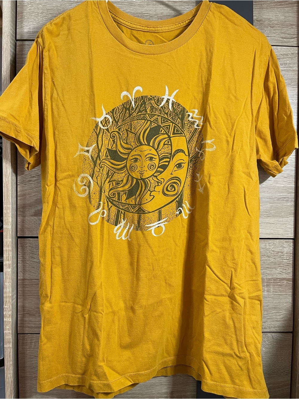 Women's Short Sleeve Sun & Moon Graphic Tee - Mustard